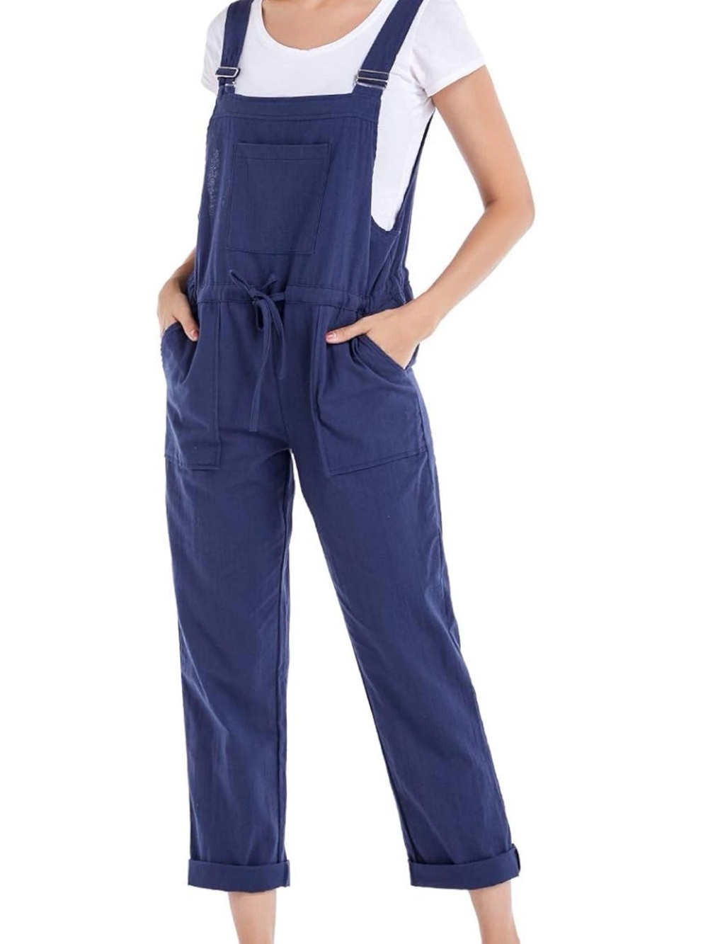 Casual Navy Women's Overalls Loose Fit - Drawstring Pocket NWOT